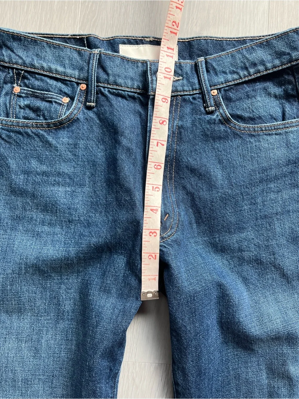 MOTHER THE MID RISE FULL PIPE FLOOD FRAY BARREL BLUE JEANS WOMENS 26